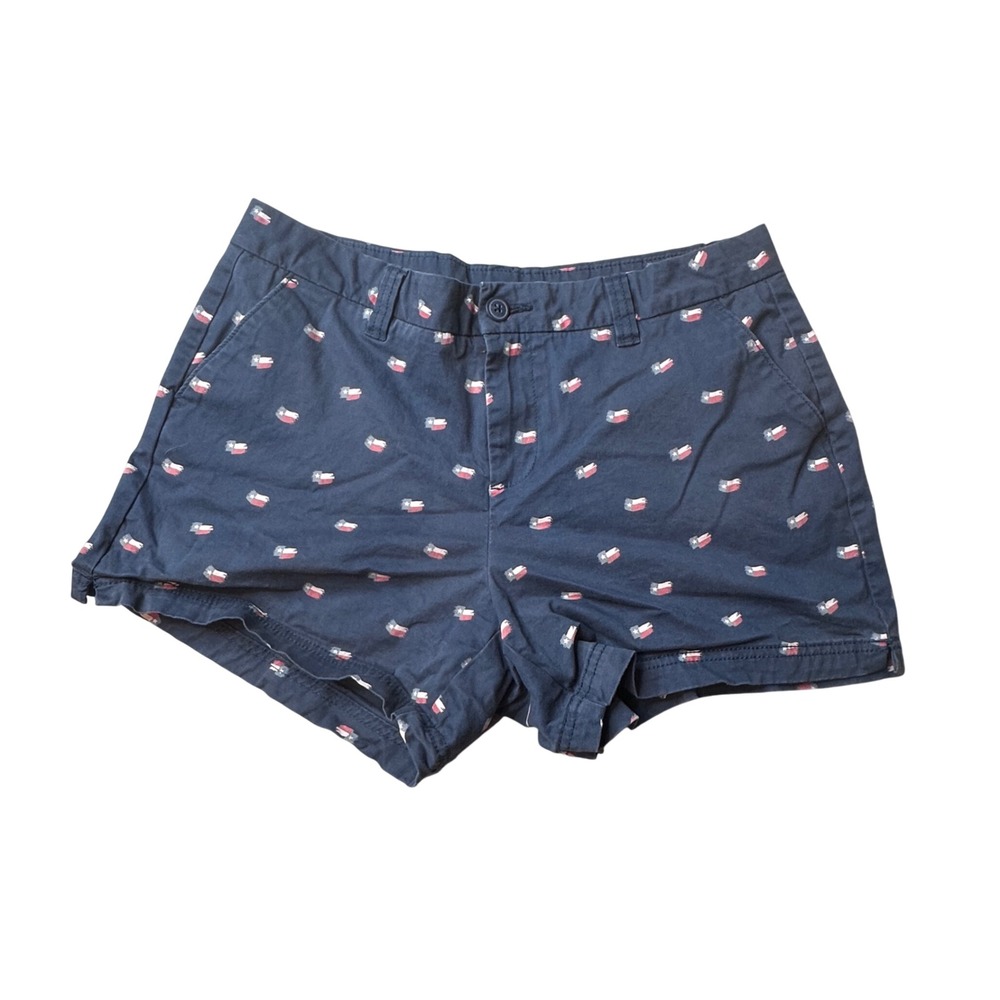 Magellan Outdoors Shorts Womens 8 Blue Local State Texas Flag Print Chino Casual